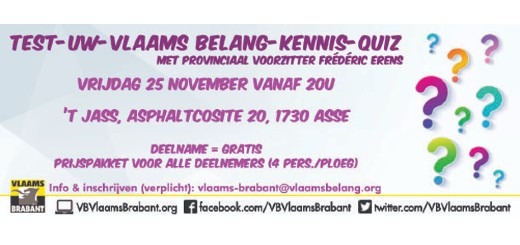 Vormingsquiz Vlaams Belang Vlaams-Brabant (vrijdag 25 november in ‘t Jass, Asse)